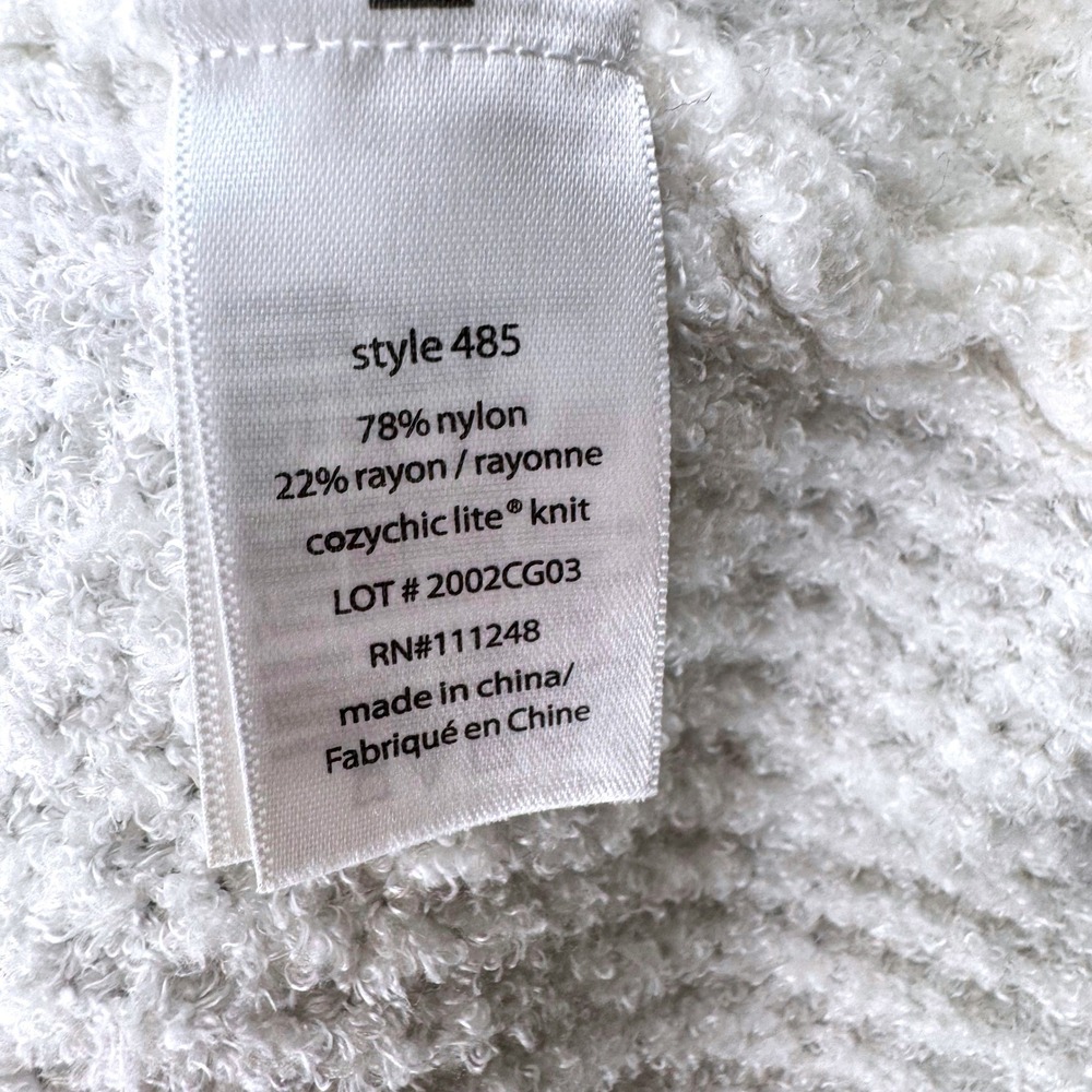 Barefoot Dreams Cardigan Large Cream White CozyChic Lite Montecito 485 Waffle - Picture 7 of 7
